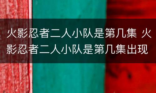 火影忍者二人小队是第几集 火影忍者二人小队是第几集出现的