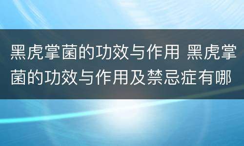 黑虎掌菌的功效与作用 黑虎掌菌的功效与作用及禁忌症有哪些