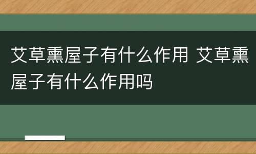 艾草熏屋子有什么作用 艾草熏屋子有什么作用吗