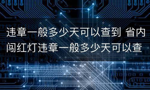 违章一般多少天可以查到 省内闯红灯违章一般多少天可以查到