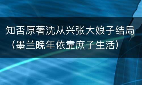 知否原著沈从兴张大娘子结局（墨兰晚年依靠庶子生活）