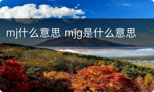 mj什么意思 mjg是什么意思