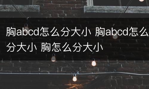 胸abcd怎么分大小 胸abcd怎么分大小 胸怎么分大小