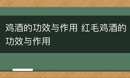 鸡酒的功效与作用 红毛鸡酒的功效与作用