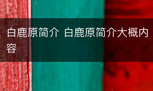 白鹿原简介 白鹿原简介大概内容