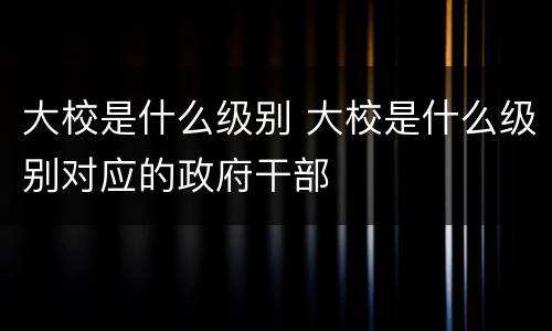 大校是什么级别 大校是什么级别对应的政府干部