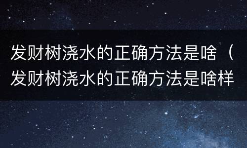 发财树浇水的正确方法是啥（发财树浇水的正确方法是啥样的）