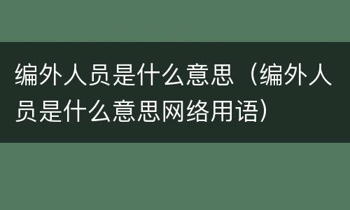 编外人员是什么意思（编外人员是什么意思网络用语）