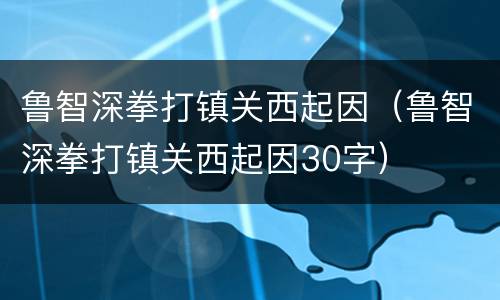 鲁智深拳打镇关西起因（鲁智深拳打镇关西起因30字）