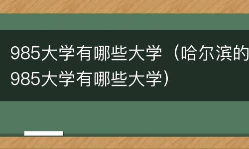 985大学有哪些大学（哈尔滨的985大学有哪些大学）