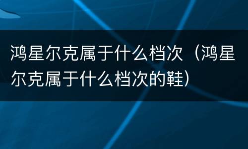 鸿星尔克属于什么档次（鸿星尔克属于什么档次的鞋）