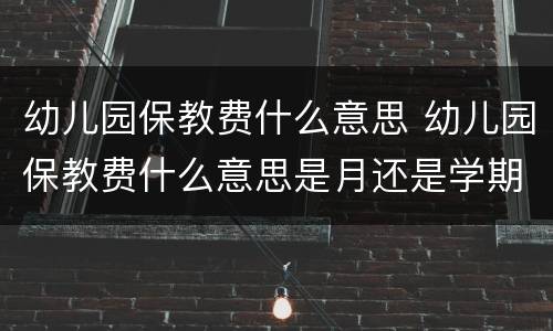 幼儿园保教费什么意思 幼儿园保教费什么意思是月还是学期