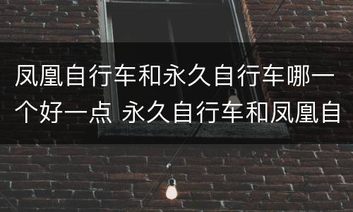 凤凰自行车和永久自行车哪一个好一点 永久自行车和凤凰自行车哪个质量好