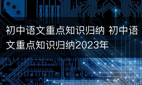 初中语文重点知识归纳 初中语文重点知识归纳2023年