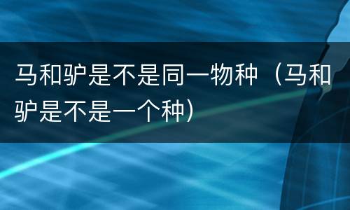 马和驴是不是同一物种（马和驴是不是一个种）