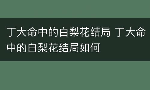 丁大命中的白梨花结局 丁大命中的白梨花结局如何