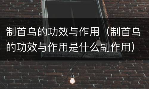 制首乌的功效与作用（制首乌的功效与作用是什么副作用）