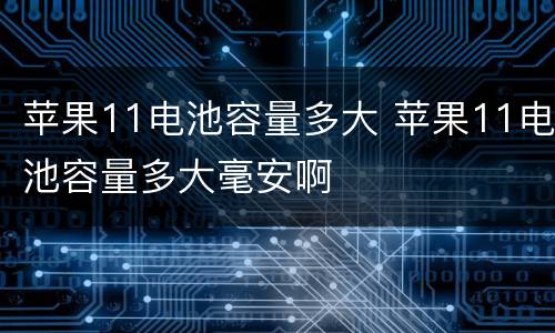 苹果11电池容量多大 苹果11电池容量多大毫安啊