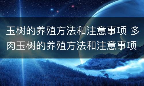 玉树的养殖方法和注意事项 多肉玉树的养殖方法和注意事项