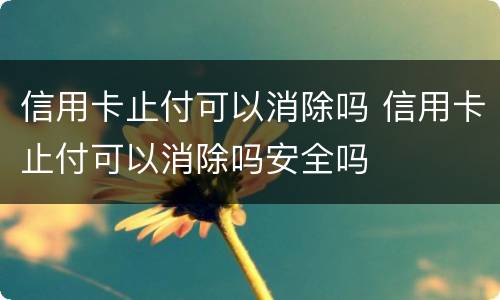 信用卡止付可以消除吗 信用卡止付可以消除吗安全吗