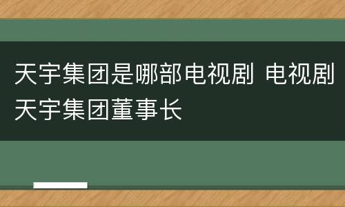 天宇集团是哪部电视剧 电视剧天宇集团董事长