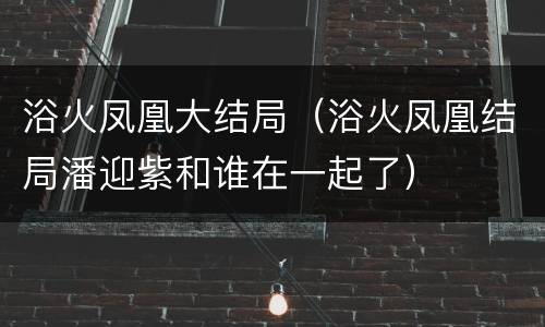 浴火凤凰大结局（浴火凤凰结局潘迎紫和谁在一起了）