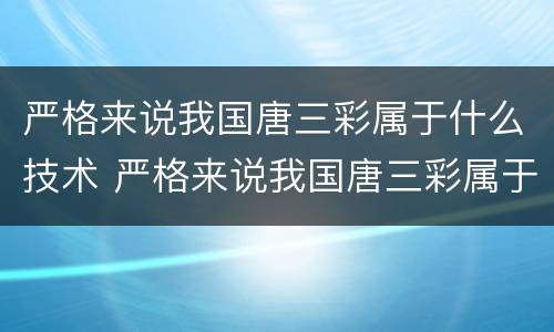 严格来说我国唐三彩属于什么技术 严格来说我国唐三彩属于啥技术