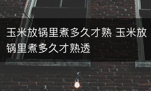 玉米放锅里煮多久才熟 玉米放锅里煮多久才熟透