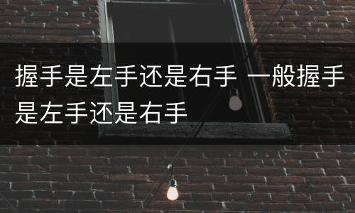 握手是左手还是右手 一般握手是左手还是右手