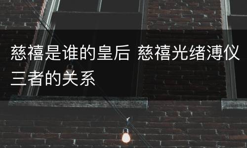 慈禧是谁的皇后 慈禧光绪溥仪三者的关系