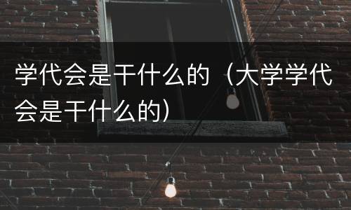 学代会是干什么的（大学学代会是干什么的）