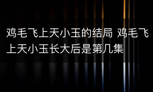 鸡毛飞上天小玉的结局 鸡毛飞上天小玉长大后是第几集