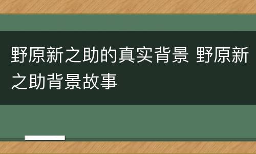 野原新之助的真实背景 野原新之助背景故事