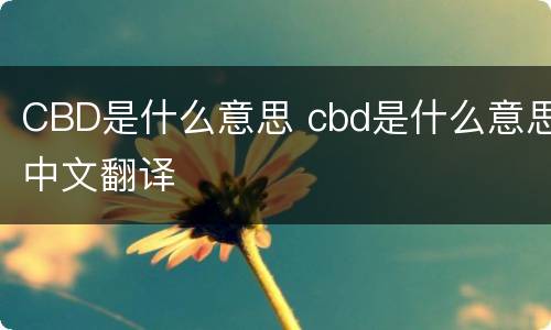 CBD是什么意思 cbd是什么意思中文翻译