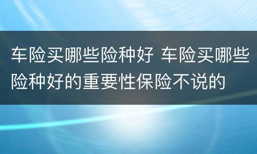 车险买哪些险种好 车险买哪些险种好的重要性保险不说的