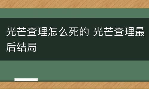 光芒查理怎么死的 光芒查理最后结局