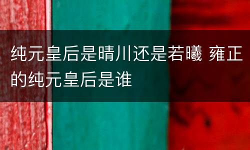 纯元皇后是晴川还是若曦 雍正的纯元皇后是谁