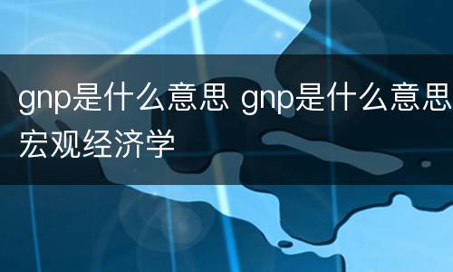 gnp是什么意思 gnp是什么意思宏观经济学