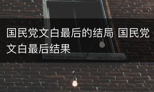 国民党文白最后的结局 国民党文白最后结果