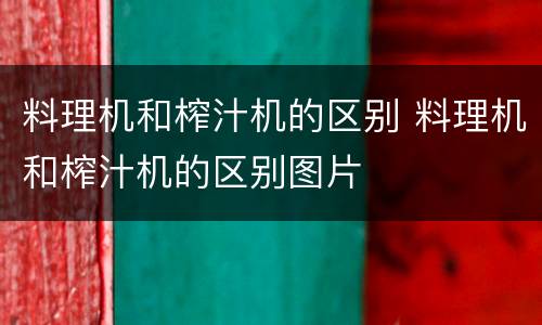 料理机和榨汁机的区别 料理机和榨汁机的区别图片