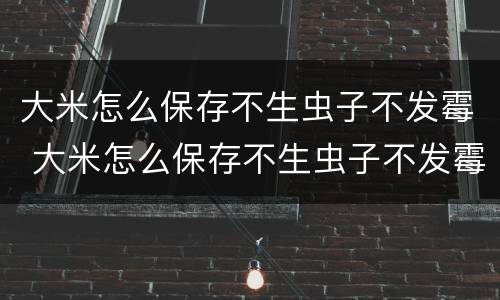 大米怎么保存不生虫子不发霉 大米怎么保存不生虫子不发霉时间长