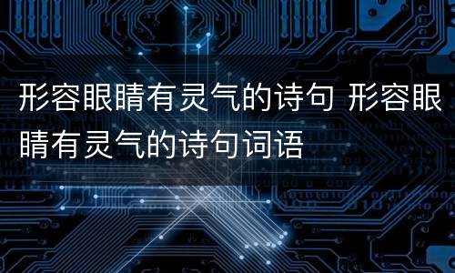 形容眼睛有灵气的诗句 形容眼睛有灵气的诗句词语