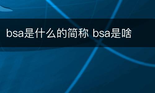 bsa是什么的简称 bsa是啥