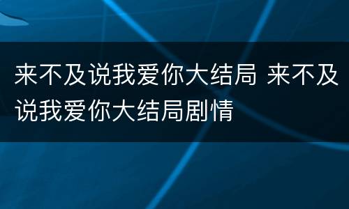 来不及说我爱你大结局 来不及说我爱你大结局剧情