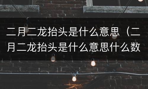 二月二龙抬头是什么意思（二月二龙抬头是什么意思什么数字）