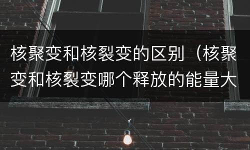 核聚变和核裂变的区别（核聚变和核裂变哪个释放的能量大）