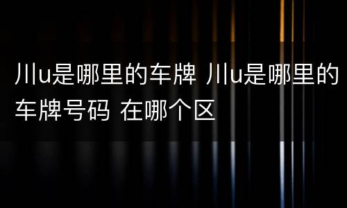 川u是哪里的车牌 川u是哪里的车牌号码 在哪个区