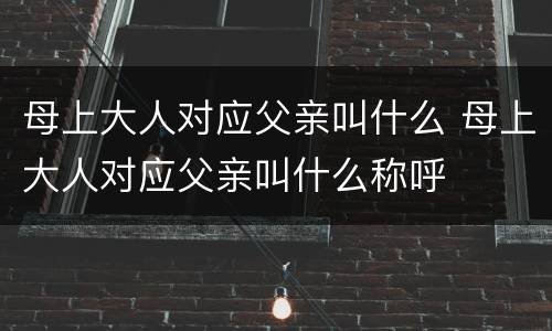 母上大人对应父亲叫什么 母上大人对应父亲叫什么称呼