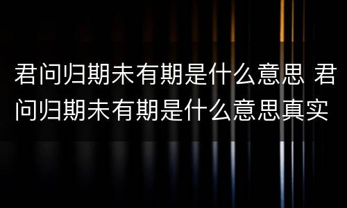 君问归期未有期是什么意思 君问归期未有期是什么意思真实毛笔图片