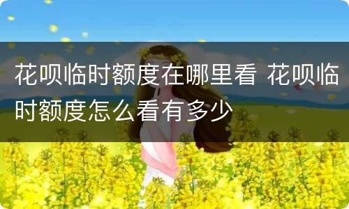 花呗临时额度在哪里看 花呗临时额度怎么看有多少